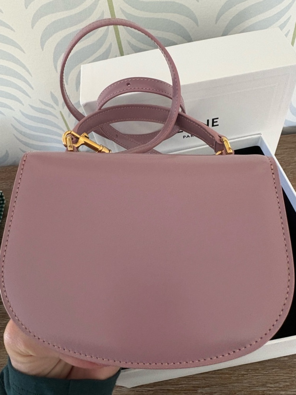 NWT Celine Mini Besace Clea in Shiny Calfskin Leather Dusty Pink - Picture 4 of 6